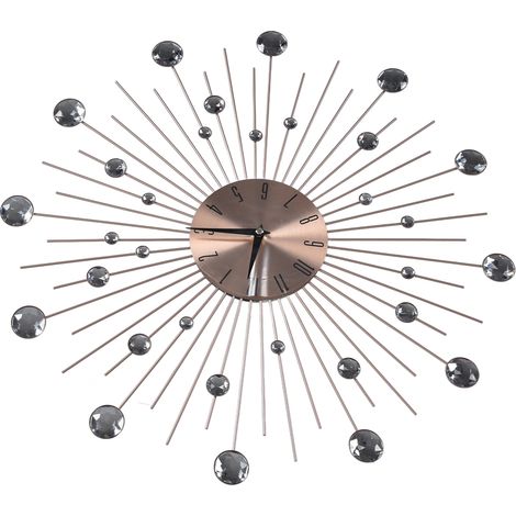 Horloge murale design 3D strass incrustés, fer forgé , cadran 50 cm doré rose, silencieux, créatif, sans piles. (1/5)