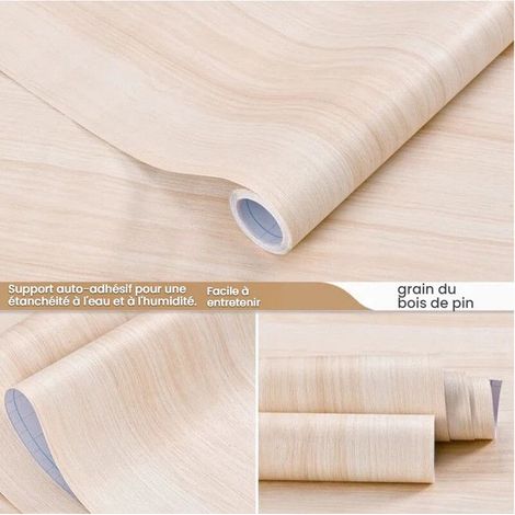 Papier Peint Bois Papier, 40x500cm Adhésif pour Meuble Bois pour Porte Table Cuisine Chambre Bureau Papier Adhésif Décoratif,C (1/5)