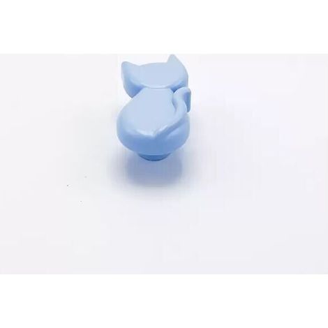 Pomolo azzurro a forma di gatto in goffrato fine 27x56x24mm - 427G Animalier (1/2)