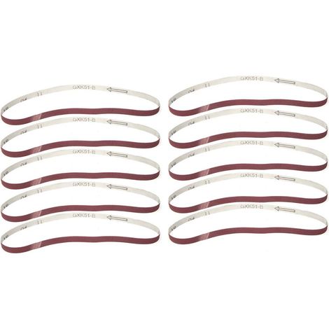 Konvolut von 10 Aluminiumoxid-Schleifbändern – 533 x 9 mm – Körnung 600 – Schleifband
