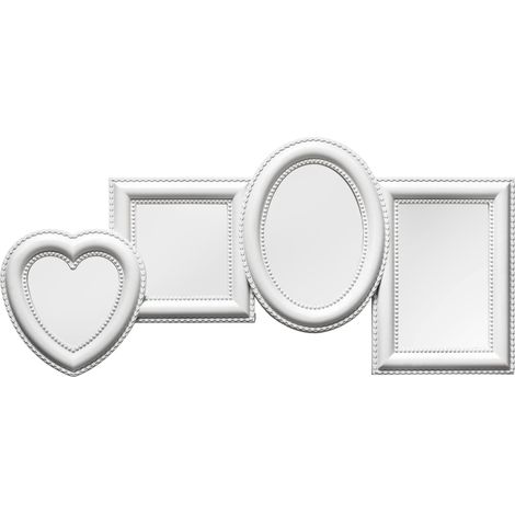 Premier Housewares White Photo Frame / Frames For Four Photos Plastic Finish Picture Frames For Wall Contemporary Rectangular Photo Frames For Bedroom / Living Room / Hallways 2 x 49 x 23