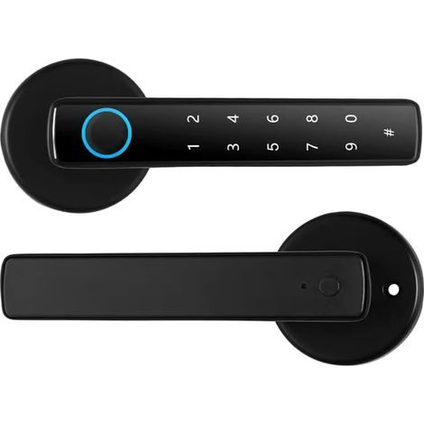 Serrure de porte biométrique intelligente 4 en 1 – Empreinte digitale, mot de passe, clé physique – Installation sans câblage pour portes standard (1/5)