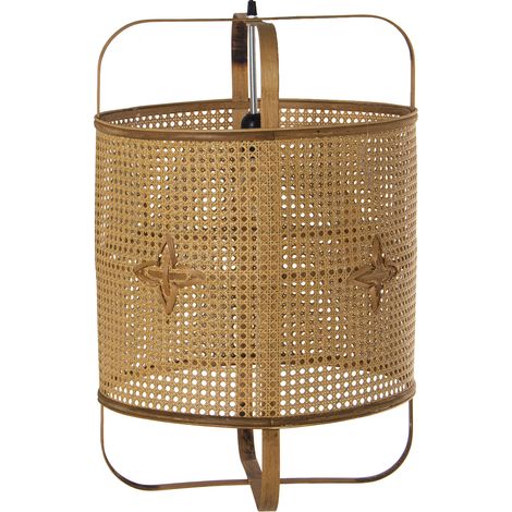 Plafonnier en Rotin Naturel, 1Xe27, Max.60W Non Inclus 43X43X65 Cm, Câble Noir:134 Cm (1/5)
