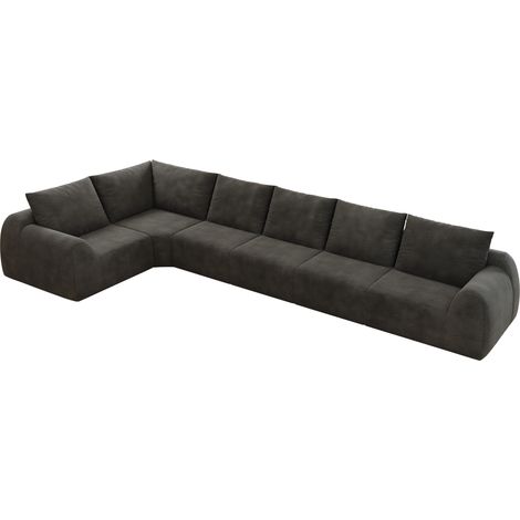Divano angolare L 401 cm in tessuto Chenille grigio scuro MODENUIT (1/5)