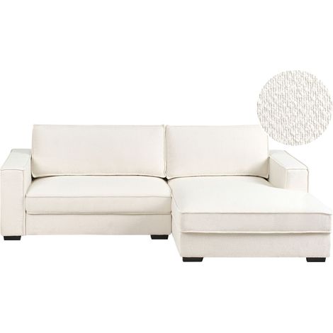 Ecksofa RENDERS Bouclé Cremeweiß linksseitig