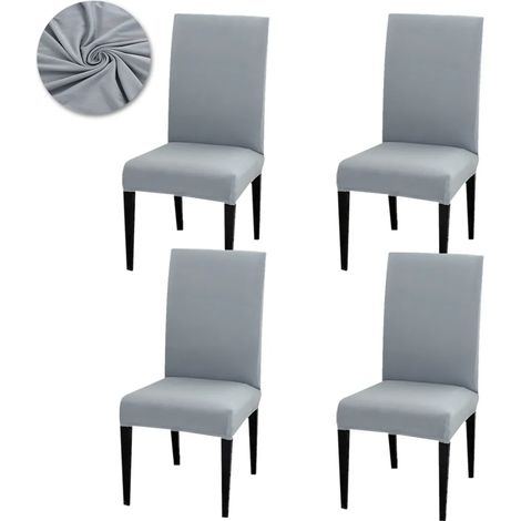 4er-Set Stuhlhussen, Esszimmerstuhlüberzüge, universelle Stretch-Stuhlhussen, Stuhlhussen für Hochzeiten und private Feiern, Hellgrau