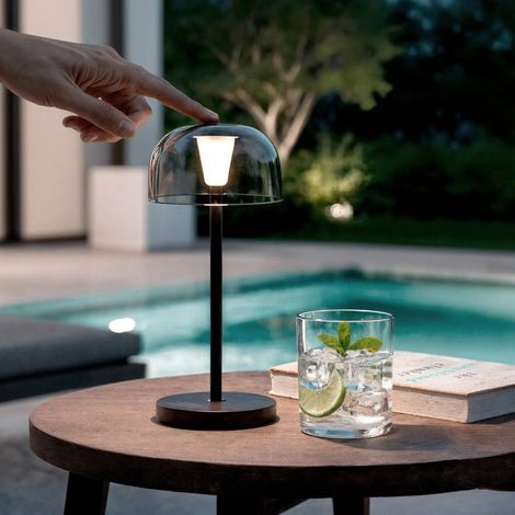 Lampe à poser intérieur/extérieur métal H19cm noir - Vira (1/5)