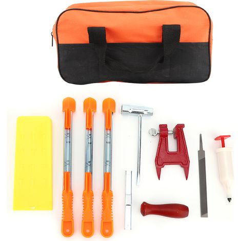 Ortviai Kit d’affûtage pour tronçonneuse en acier outil – précision angulaire, pochette de rangement incluse (1/5)