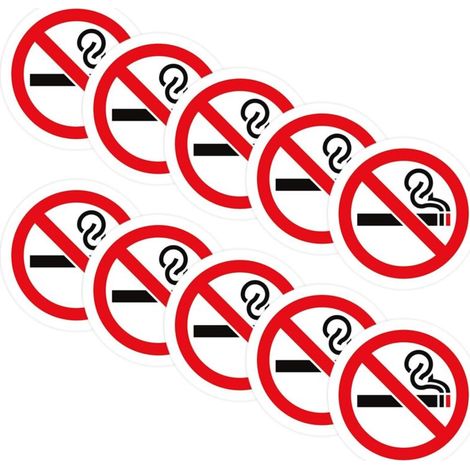10 autocollants « Interdiction de fumer » imperméables, adaptés aux entreprises, bureaux, écoles, véhicules et autres lieux publics (1/5)