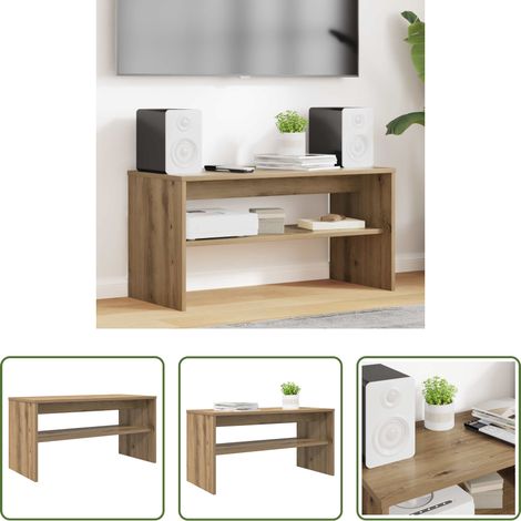 Rangement salon - Meuble TV Chêne artisanal 80 x 35 x 40 cm Bois d'ingénierie (1/5)