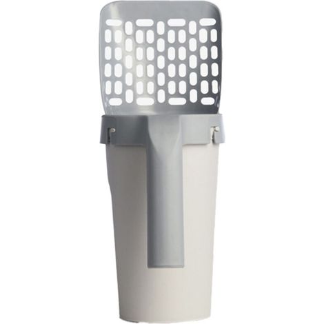 Pelle à litière avec support, couleur gris-blanc, sans dégâts. (1/5)