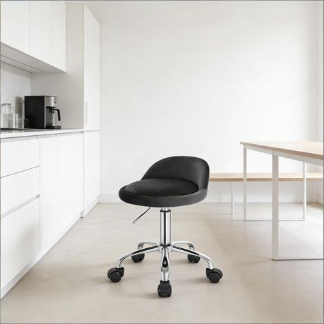 AVSMGP Chaise de bureau moderne pivotante en velours avec base blanche, roue ronde solide, chaise de coiffeuse réglable pour bureau, salon, chambre à coucher, A