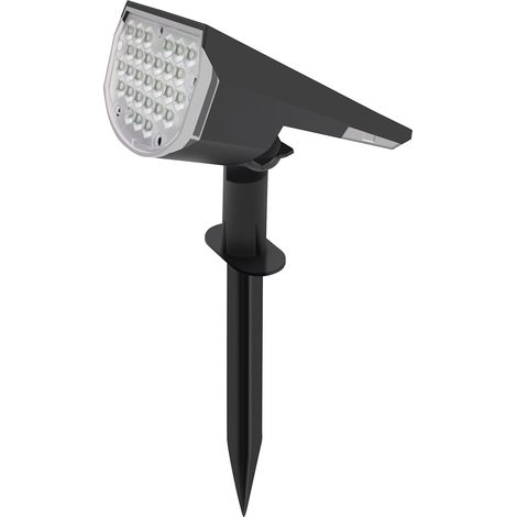 Aplique solar de pared de 2 vatios, 32 LED, 2 niveles de brillo, IP65, batería de 1500 mAh (gris) (1/5)
