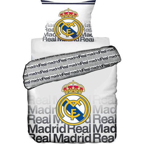 Parure de lit Real Madrid Royal 140 x 200 cm en coton, motif football (1/4)