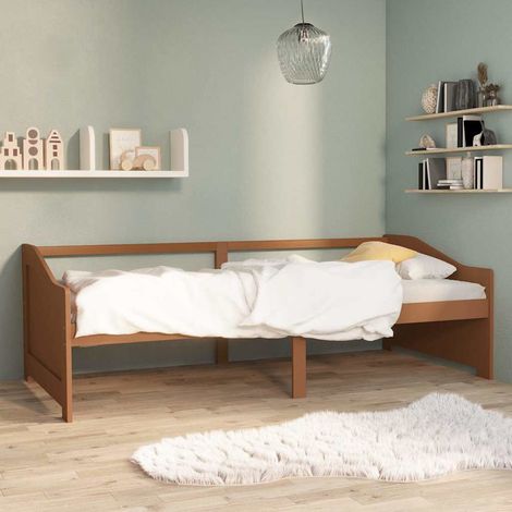 Sofá cama de 3 plazas sin colchón marrón miel 90x200 cm (1/5)