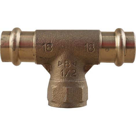 Raccord laiton à sertir et à visser - Té Femelle Femelle Femelle 18 x 1/2" (15/21) x 18 (1/3)