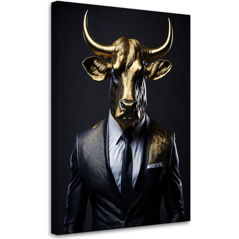 Quadro su tela, Toro Animali in abiti - 80x120 (1/3)