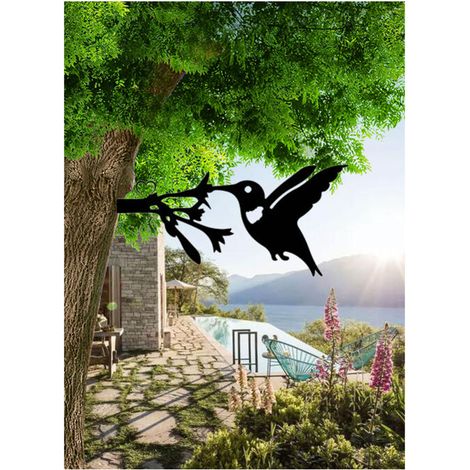 Oiseaux sur La Branche Métal Art Décoration Murale Fer Oiseau Sculpture Murale en Métal Oiseau Art Décor Mûr pour Intérieur Extérieurs pour La Maison Jardin (1/4)