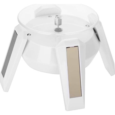 360 Degree Rotating Solar Display Stand for Jewelry, Watches, Phones with LED Lights, Compact Black Showcase for Retail Counter Window (WHITE) (1/5)