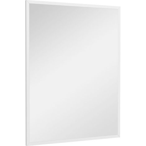 Miroir mural rectangulaire 60 x 80 cm, cadre en MDF, idéal pour la salle de bain, salon ou chambre, blanc (1/5)