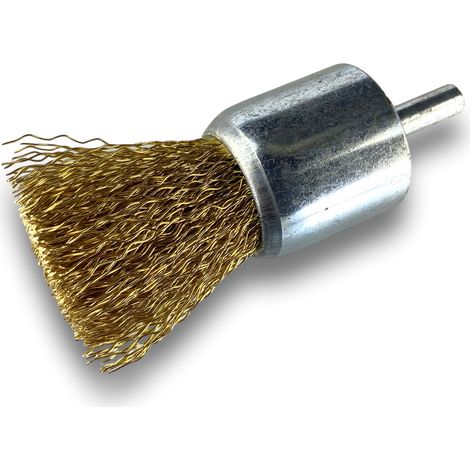 Brosse en bout sur tige Forme pinceau Fil LAITON dur Diamètres variés - Quantité x 1 - Ø 28 mm - LAITON - Dure (1/5)