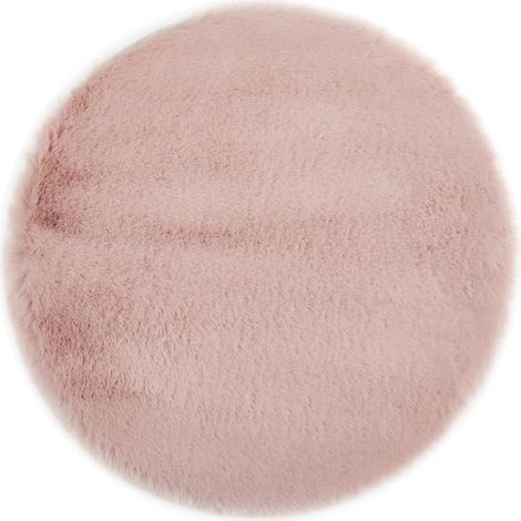 Lot de 4 Coussins de Chaise en Fourrure synthétique pour décoration de Salon ou de Chaise Coussins d'assise Confortables 40 x 40 cm Rond Vieux Rose (1/5)