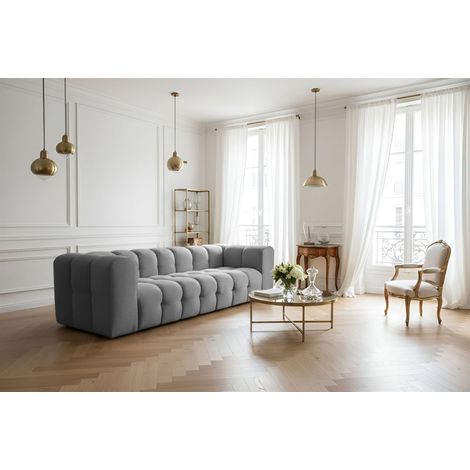 Sofa Designersofa SOLVIE 4-Sitzer in Stoff Tiffani Grau (1/4)