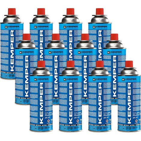 Kemper – Pack de 12 cartouches gaz butane 390 ml – Valve sécurité intégrée – Compatible réchauds portables et chalumeaux – Format compact (1/5)