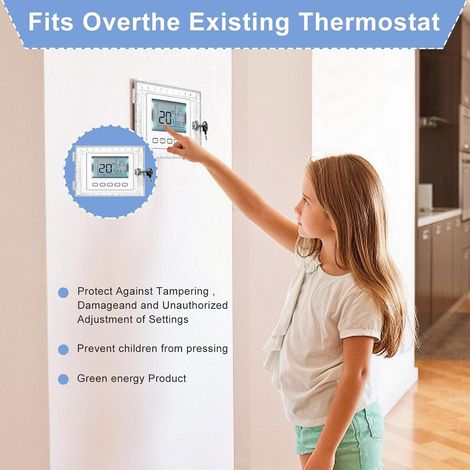 Couvercle thermostat, thermostat avec verrouillage des touches, protection thermostat transparent, protection portable pour thermostat mural, peut être placé à la maison, au bureau (1/5)