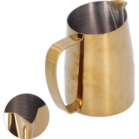 Pichet à lait en acier inoxydable 450 ml, pot à mousser pour café latte art, tasse verseur dorée, accessoire barista (1/5)