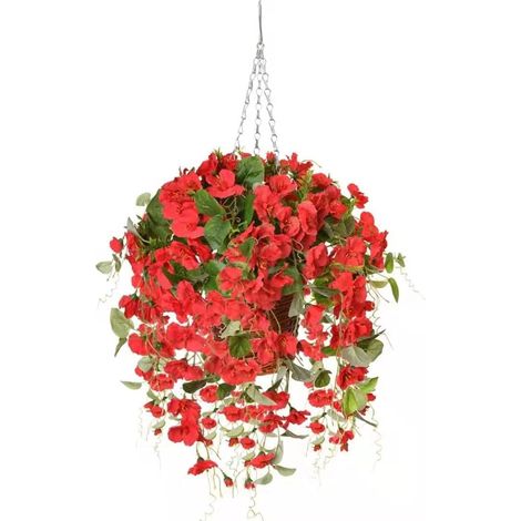 Fleurs artificielles avec paniers suspendus, orchidées et roses en soie artificielles dans des paniers, centres de table floraux artificiels pour la décoration intérieure, extérieure, jardin, terrasse (1/5)