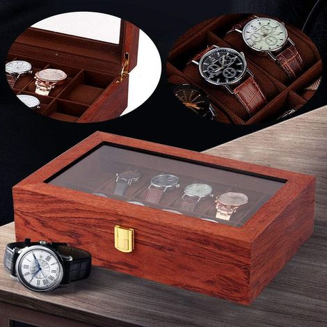 Boîte à montres en bois dorée à 12 fentes pour hommes - Cadeau de luxe pour boîte d'affichage (1/5)