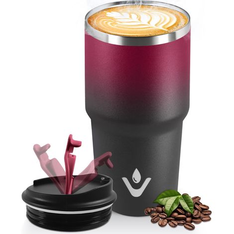 Mug Isotherme 600 ML, Réutilisable, Tasse Isotherme pour Café, Acier Inoxydable 304, Emporter, Anti-fuite, Double Paroi, Étanche Gobelet de Voyage pour Café Chaud et Froid, Lait et Thé (1/5)