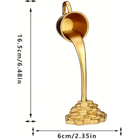Mug flottant Mug flottant Décoration de mug unique Ornement pour mug flottant avec pièce d'or Sculpture de table amusante en résine avec effet éclaboussures, idéale pour la maison, le studio et le