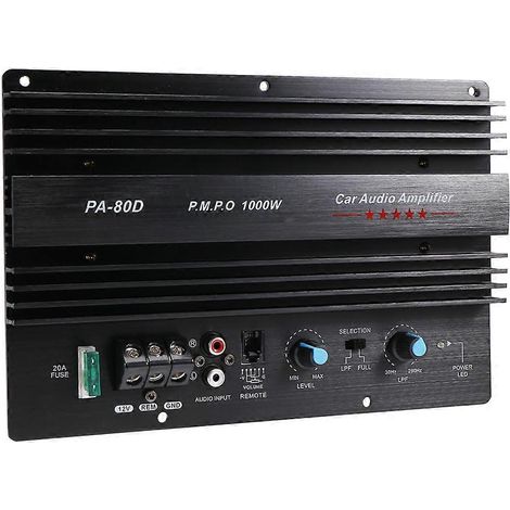 Carte d'amplification haute puissance 12 V 1000 W pour autoradio, avec caisson de basses puissant PA-80D (1/5)