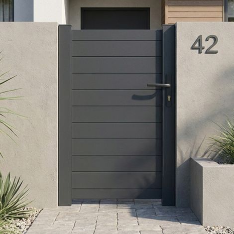 Portillon en aluminium plein lame XL H 1m60 x P 1m Gris 7016 (1/5)