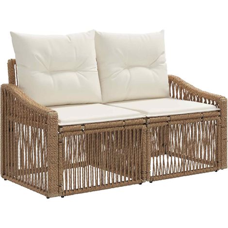 vidaXL Divano da giardino 2-Numero di posti Beige polyrattan (1/5)