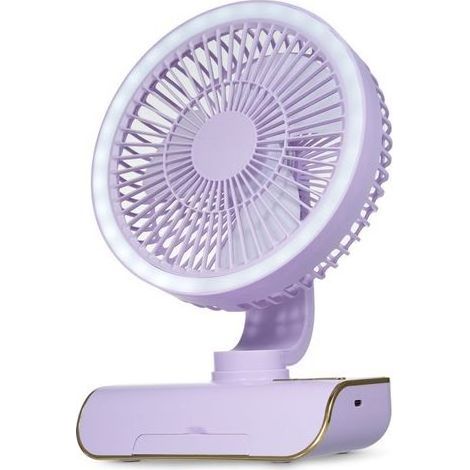 Fan in Miniatura Desktop con sistema di Nebulizzazione – Illuminazione RGB, Touch – a 3 Velocità, 2-Livello di Nebbia – Timer 2/4/6h – Maniglia di Cuoio dell'unità di elaborazione – Pronto per l'uso (1/5)