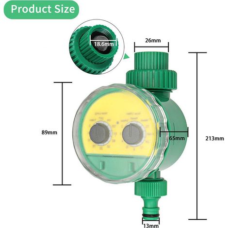 Controlador de riego automático con válvula de bola y programación para el jardín – temporizador para conexión de manguera exterior impermeable (1/4)