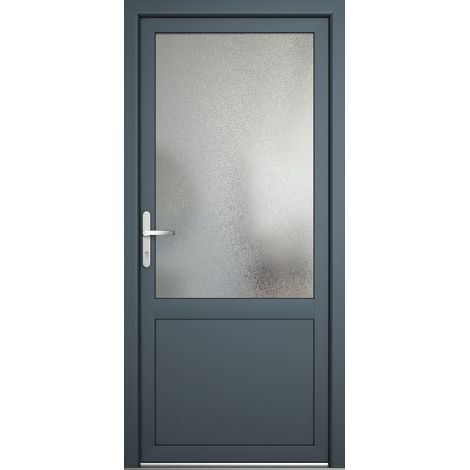 Porte de service 03, ouvrant vers l’extérieur, blanc/titane largeur: 88cm, hauteur: 200cm, sens d'ouverture: tirant gauche