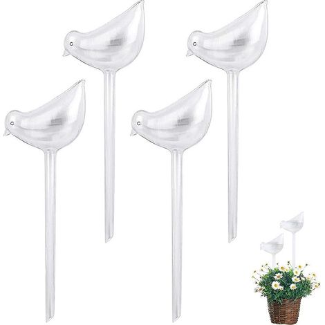 4 Pièces Abreuvoir pour Plantes, Globes D'arrosage, Dispositif D'arrosage Automatique, Forme D'oiseau, Auto Arrosage, PVC, pour Plantes D'intérieur et D'extérieur (Transparent) (1/5)