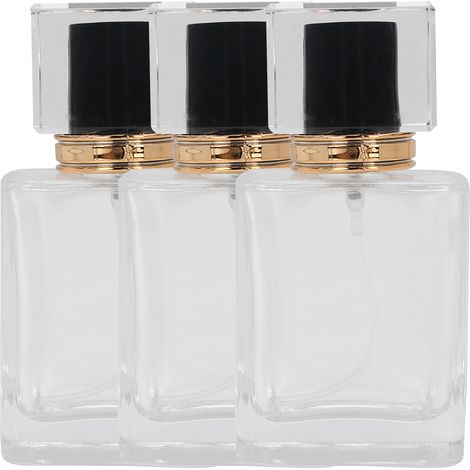 50ml Flacon à Parfum Rechargeable en Verre Transparent Vaporisateur Vide Atomiseur Noir (1/5)