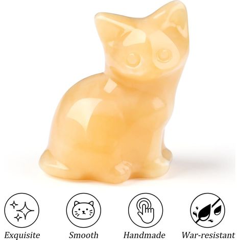 Figurine de chat JeiibrZui en cristal bleu opale - 4,9 x 4,8 x 2,5 cm - 1 pièce - Figurine décorative - Cadeau pour les amoureux des chats - Bijou (1/5)
