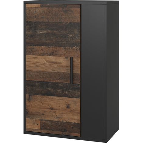 Estantería de pared Berno, Negro/Antiguo, 50.1 x 78.4 cm con 2 compartimentos, Vicco (1/5)
