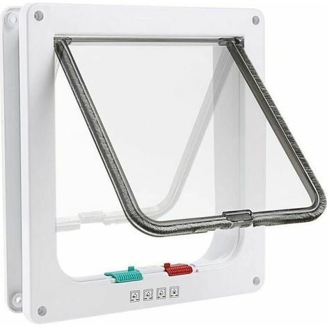 4 Position Cat Flap Cat Flap with Tunnel Cutout Cover Dog Cat Flap Cat Door with Lock Small Animal Cat Flaps Cat Mate Lockable Easy to Install White(M) (1/5)