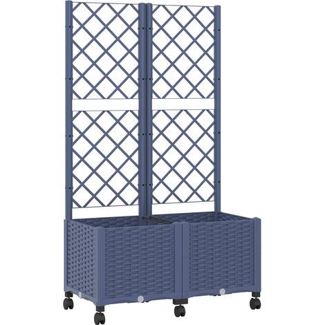 Pflanzkübel mit Spalier und Rädern Blaugrau 80 x 40 x 146 cm PP vidaXL