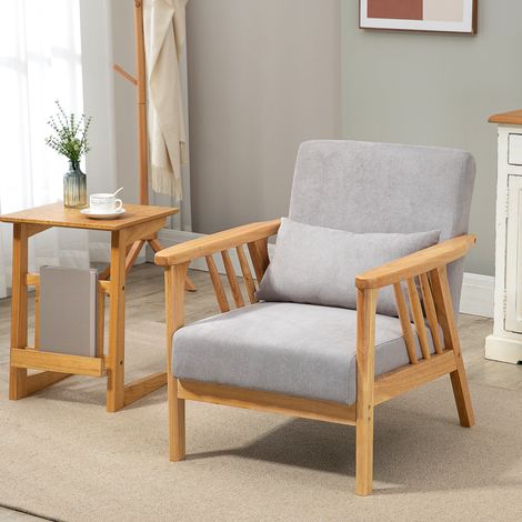 Fauteuil d'appoint gris avec coussin supplémentaire pour salon