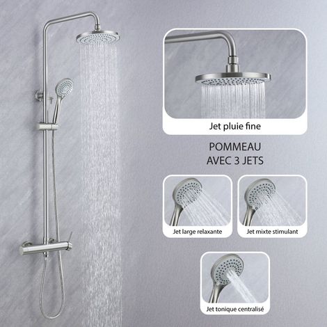 DILECI - Colonne de douche nickel brossé,chrome - 2 fonctions