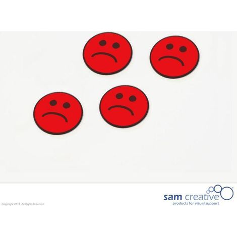 Symbole magnétique smiley :-( 30 mm rouge 25 pcs.