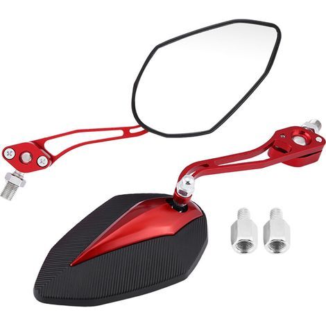 Paar universelle 8-mm- und 10-mm-Seitenspiegel für Motorräder und Roller, Rot - Crezuo